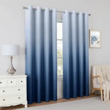 Homeideas Navy Ombre Blackout Curtains for Stylish Living