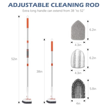 SetSail Floor Scrub Brush with Adjustable Handle and Brush Heads