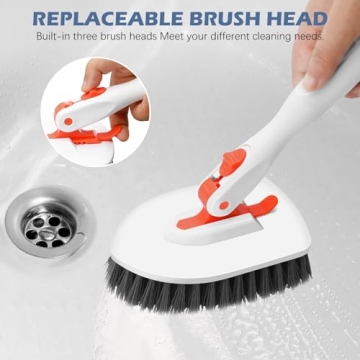 SetSail Floor Scrub Brush with Adjustable Handle and Brush Heads