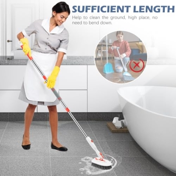 SetSail Floor Scrub Brush with Adjustable Handle and Brush Heads
