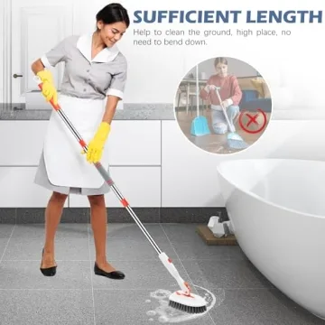 SetSail Floor Scrub Brush with Adjustable Handle and Brush Heads