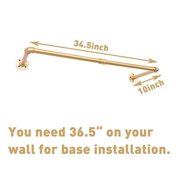 AddGrace Gold Clothing Rack Wall Mounted Clothes Rack Industrial Pipe Clothing Rack Heavy Duty Clothes Rack for Hanging Clothes Multi-Purpose Closet Rack for Wardrobe and Laundry Room 1 Pack