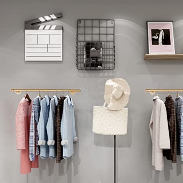 AddGrace Gold Clothing Rack Wall Mounted Clothes Rack Industrial Pipe Clothing Rack Heavy Duty Clothes Rack for Hanging Clothes Multi-Purpose Closet Rack for Wardrobe and Laundry Room 1 Pack