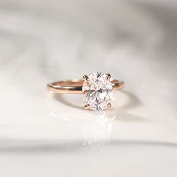 EAMTI 3CT 925 Sterling Silver Rose Gold Engagement Ring - Oval Cut CZ Wedding Promise Rings for Wome...