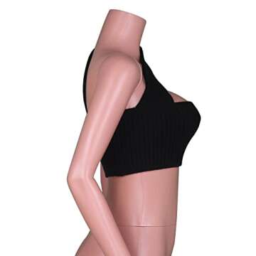 Women Sexy Strapless Tube Crop Top Knitted Halter Neck Bustier Tops Aesthetic Clothes Going Out Top Black S