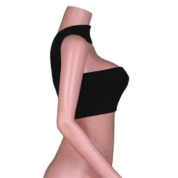 Women Sexy Strapless Tube Crop Top Knitted Halter Neck Bustier Tops Aesthetic Clothes Going Out Top Black S