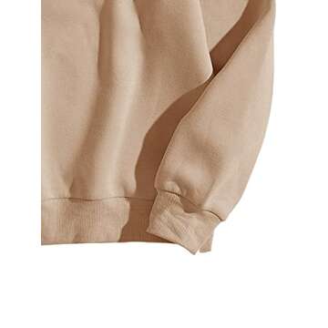 Verdusa Women's Oversized Crew Neck Long Sleeve Drop Shoulder Pullover Sweatshirt Top Khaki M