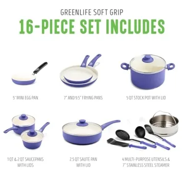 GreenLife 16 Piece Cookware Set Non-Toxic Ceramic Nonstick