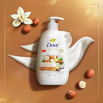 Dove Advanced Care Hand Wash Shea Butter & Warm Vanilla 4 Count for Soft, Smooth Skin, More Moisturizers than the Leading Ordinary Hand Soap, 12 oz