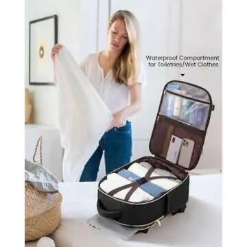 LOVEVOOK Carry on Backpack, 30L Travel Backpack for Women Airline Approved,Luggage Business Weekender Overnight Daypack as Personal Item fit for 15.6 inch Laptop,Black