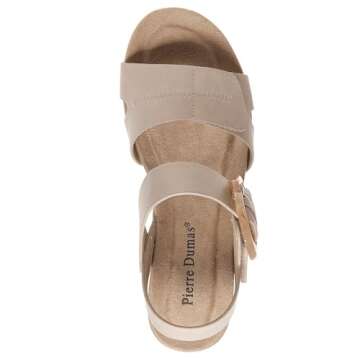 Pierre Dumas Lyra-2 Women's Platform Wedge Adjustable Hook and Loop Comfortable Fashion Sandal (Nude, US Footwear Size System, Adult, Women, Numeric, Medium, 6.5)