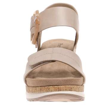 Pierre Dumas Lyra-2 Women's Platform Wedge Adjustable Hook and Loop Comfortable Fashion Sandal (Nude, US Footwear Size System, Adult, Women, Numeric, Medium, 6.5)