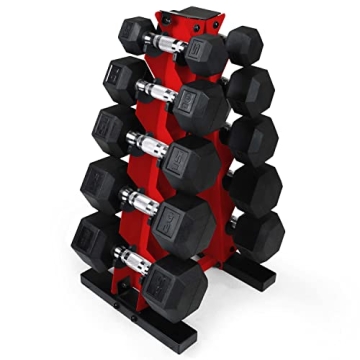 5-25Lb Hex Dumbbell Set with Storage Rack for Home Gym