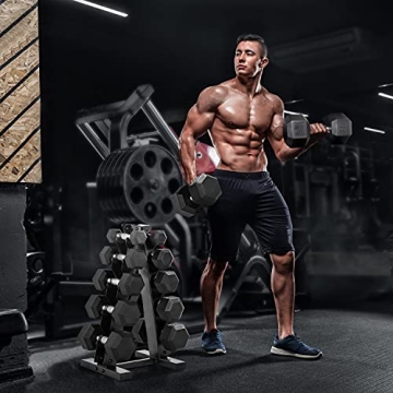 5-25Lb Hex Dumbbell Set with Storage Rack for Home Gym
