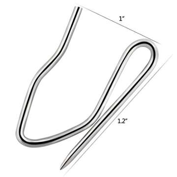 58 Pcs Metal Curtain Hooks, Nydotd Silver Rustproof Stainless Steel Plated Nickel Hooks Heavy-Duty O...