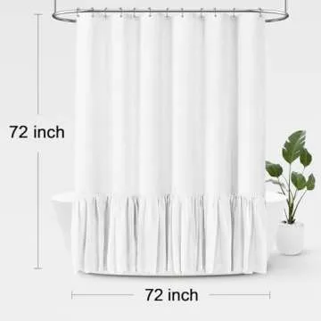 Elegant Farmhouse Shower Curtain with Ruffles 72x72