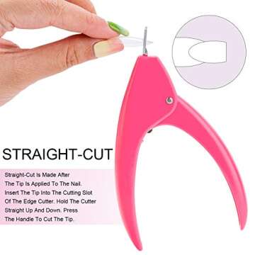 Belleboost Nail Tip Clipper Edge Cutter Adjustable Stainless Steel False Artificial Acrylic Fake Trimmer Manicure Pedicure Sharp Rustproof Blade Clip Tool for Salon Home Art,DIY Use Acrylic Pink