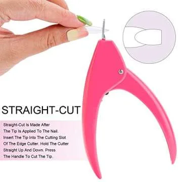 Belleboost Nail Tip Clipper Edge Cutter Adjustable Stainless Steel False Artificial Acrylic Fake Trimmer Manicure Pedicure Sharp Rustproof Blade Clip Tool for Salon Home Art,DIY Use Acrylic Pink