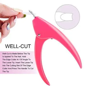 Belleboost Nail Tip Clipper Edge Cutter Adjustable Stainless Steel False Artificial Acrylic Fake Trimmer Manicure Pedicure Sharp Rustproof Blade Clip Tool for Salon Home Art,DIY Use Acrylic Pink