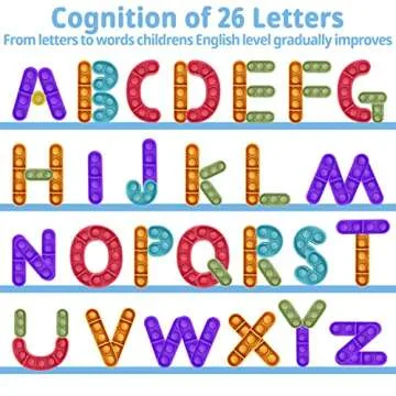 16Pcs Push Fidget Pop Letters Puzzle Toys Alphabet Learning Education Toys Silicone Stress Relief ABCs Puzzle Board Toys Parent-Child Game Play Creative Teaching Toys for Kids Friends Autistic