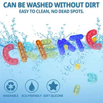 16Pcs Push Fidget Pop Letters Puzzle Toys Alphabet Learning Education Toys Silicone Stress Relief ABCs Puzzle Board Toys Parent-Child Game Play Creative Teaching Toys for Kids Friends Autistic