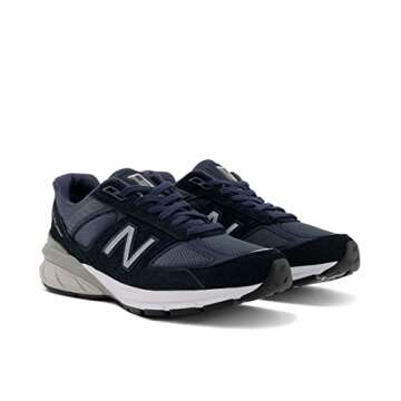 New Balance Women's Made in US 990 V5 Sneaker, Navy/Silver, 8.5
