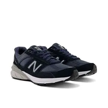 New Balance Women's Made in US 990 V5 Sneaker, Navy/Silver, 8.5