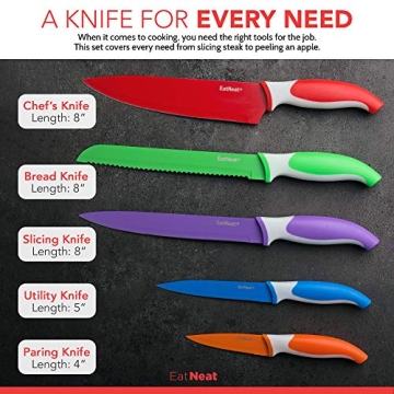 EatNeat 12 Piece Knife Set - Colorful & Ergonomic