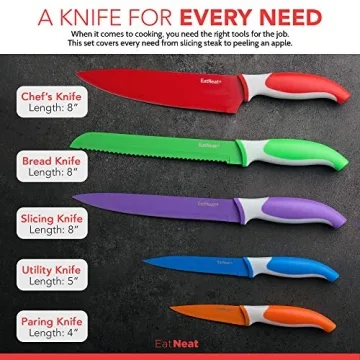 EatNeat 12 Piece Knife Set - Colorful & Ergonomic