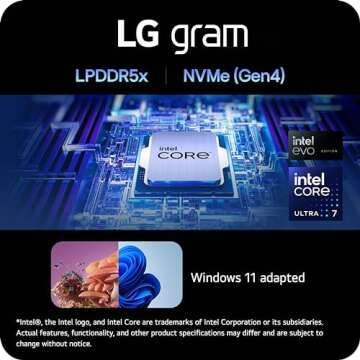 LG gram 16-inch Lightweight Laptop, Intel Evo Edition - AI-enabled Intel Core Ultra 7 Processor, Windows 11 Home, 16GB RAM, 512GB SSD, Black