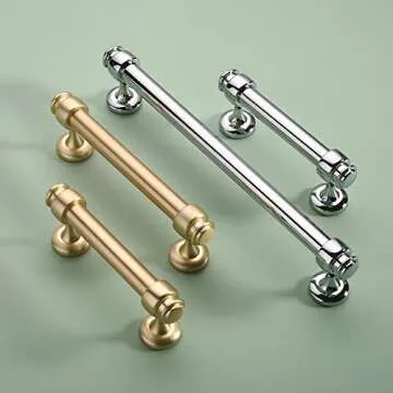 Alzassbg 10 Pack Brushed Gold Cabinet Pulls, 3 Inch(76mm) Hole Centers Cabinet Handles Kitchen Hardware Straight Bar for Cabinets and Drawer AL3082BB