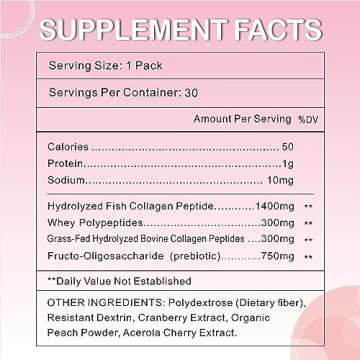 OMOGS Collagen Peptides Powder, with Prebiotics & Cranberry Extract -Hydrolyzed Collagen Peptides Su...