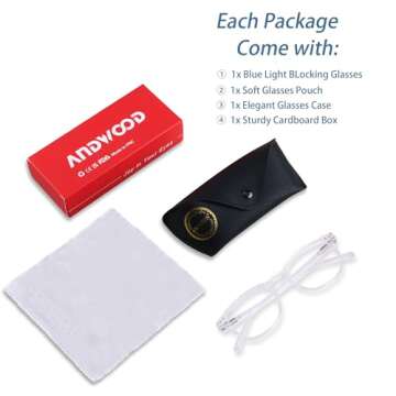 ANDWOOD Blue Light Blocking Glasses Women Computer Small Face Clear Bluelight Blocker Eyeglasses Frame Square Leopard