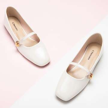 C.Paravano Mary Jane Shoes for Women | Retro Leather Women's Flats | Casual Walking White Shoes | Co...