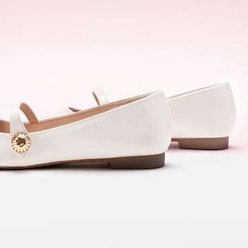 C.Paravano Mary Jane Shoes for Women | Retro Leather Women's Flats | Casual Walking White Shoes | Comfort Square Toe Dressy Flats for Wedding Work Office (Size 9.5,White)