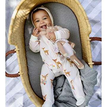 Burt's Bees Baby Girls' Sleep and Play Loose Fit, 100% Organic Cotton, Sweet Doe, Newborn