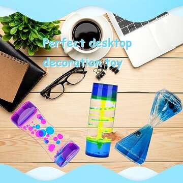 MATIRISE Liquid Motion Bubbler for Kids and Adults - Set of 3 Sensory Fidget Toys - Calming Stress Management and Sensory Play - Colorful Liquid Timer for Perfect Desk Décor