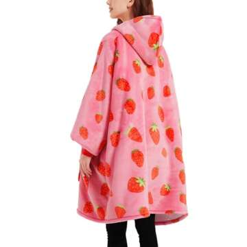 KFUBUO Wearable Blanket Hoodie for Adults Sherpa All Patterns Oversized Sweatshirt Blanket with Pock...