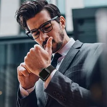 EPULY Compatible with Apple Watch Band 44mm 45mm 46mm(Series 10) 49mm,Stainless Steel Mesh Loop Magnetic Clasp for iWatch Ultra Series 9 8 SE 7 6 5 4 Women Men -49/46/45/44mm Black