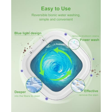 60W Portable Washing Machine, 13L Mini Laundry Washer with 3 Modes Cleaning for Underwear, Baby Clothes,Shirt,Small Delicates.Foldable Washer and Dryer Combo for Apartment,Home,Hotel,Camping,RV(Green)