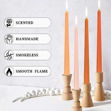 Taper Candle Stick Scented Candle Orange Gradient Color Candles Smokeless Wax Candlesticks Handmade Candles for Dinner Household Wedding Party Home Décor