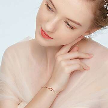 ANBALA Love Knot Bangle Bracelet Bridesmaid Gifts Bracelets, Tie The Knot Cuff Bangle Stretch Bracel...