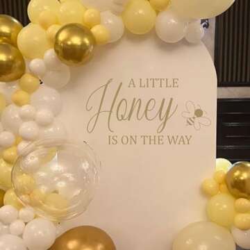 A Little Honey is on The Way Baby Shower Party Decal Sign,Gender Reveal Girl or Boy Baby Shower Decal Sign,Bee Baby Shower Sign Vinyl Decal,aby Shower Balloon Arch Decal (Honey Decal)