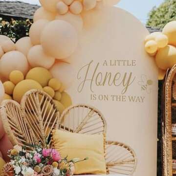 A Little Honey is on The Way Baby Shower Party Decal Sign,Gender Reveal Girl or Boy Baby Shower Decal Sign,Bee Baby Shower Sign Vinyl Decal,aby Shower Balloon Arch Decal (Honey Decal)
