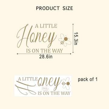 A Little Honey is on The Way Baby Shower Party Decal Sign,Gender Reveal Girl or Boy Baby Shower Decal Sign,Bee Baby Shower Sign Vinyl Decal,aby Shower Balloon Arch Decal (Honey Decal)