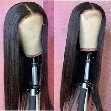 SUNKASA 4X4 Straight Lace Closure Wigs for Natural Beautiful Look
