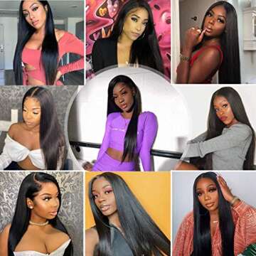 SUNKASA 4x4 Straight Lace Closure Wigs Human Hair 180 Density