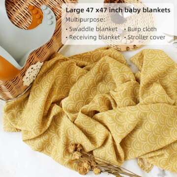 LifeTree Muslin Swaddle Blankets Newborn - 3 Pack Soft Baby Swaddle Blankets Neutral for Boys & Girls - Baby Receiving Blankets, Large 47 x 47 inches