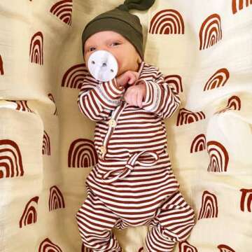 LifeTree Muslin Swaddle Blankets Newborn - 3 Pack Soft Baby Swaddle Blankets Neutral for Boys & Girls - Baby Receiving Blankets, Large 47 x 47 inches