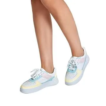 WDIRARA Colorblock Lace Up Women's Skater Sneakers